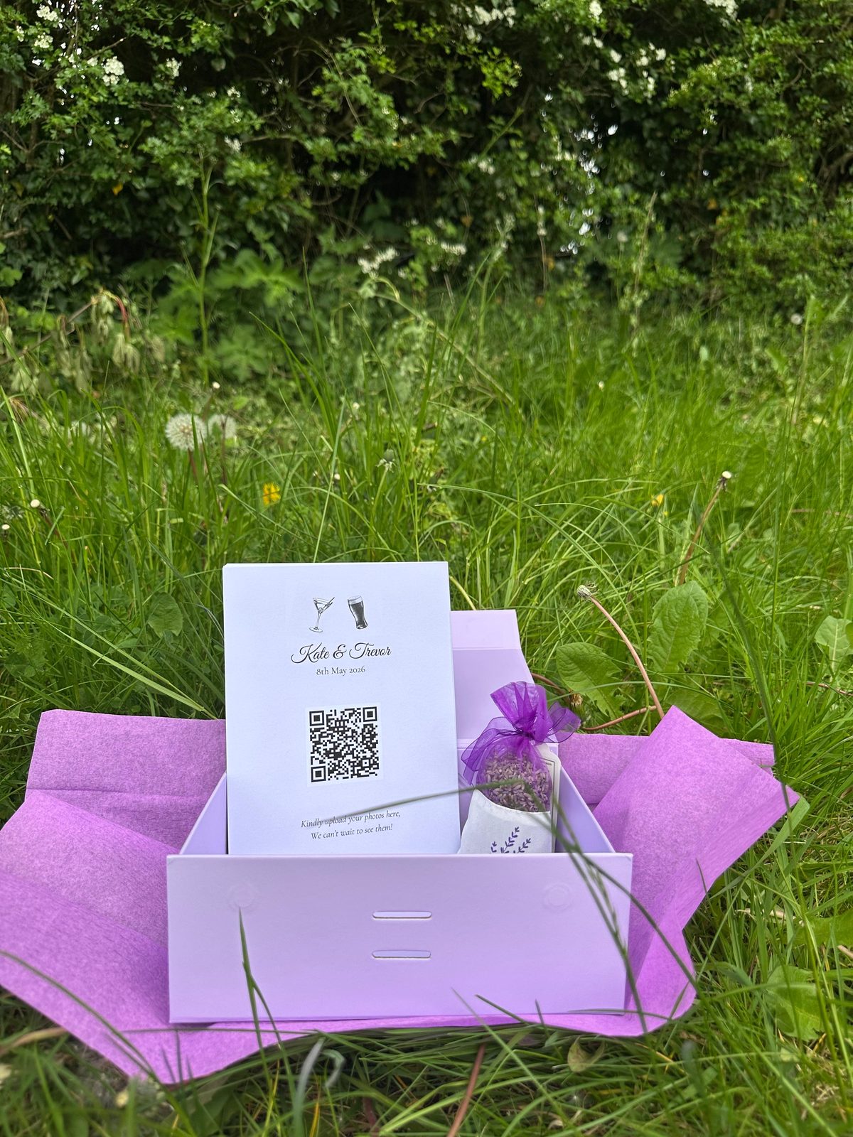 The GráMoments box for Kate & Trevor, with their personalised QR print