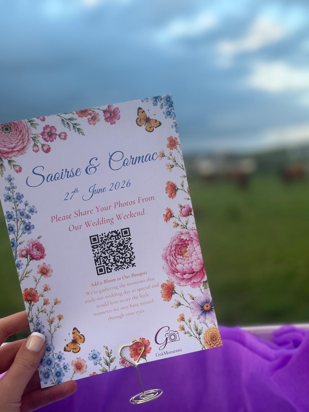 Wildflower QR print designed to match Saoirse & Cormac's wedding
