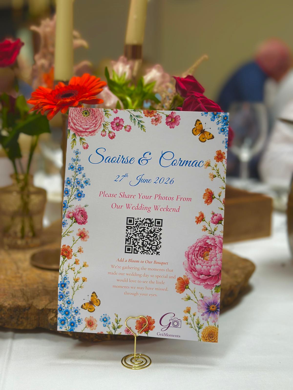 Saoirse & Cormac's table print, ready for guests at the reception